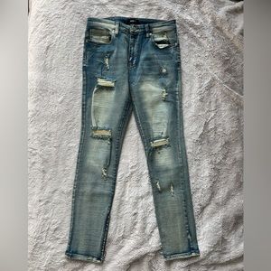 Blue Denim Ripped Jeans